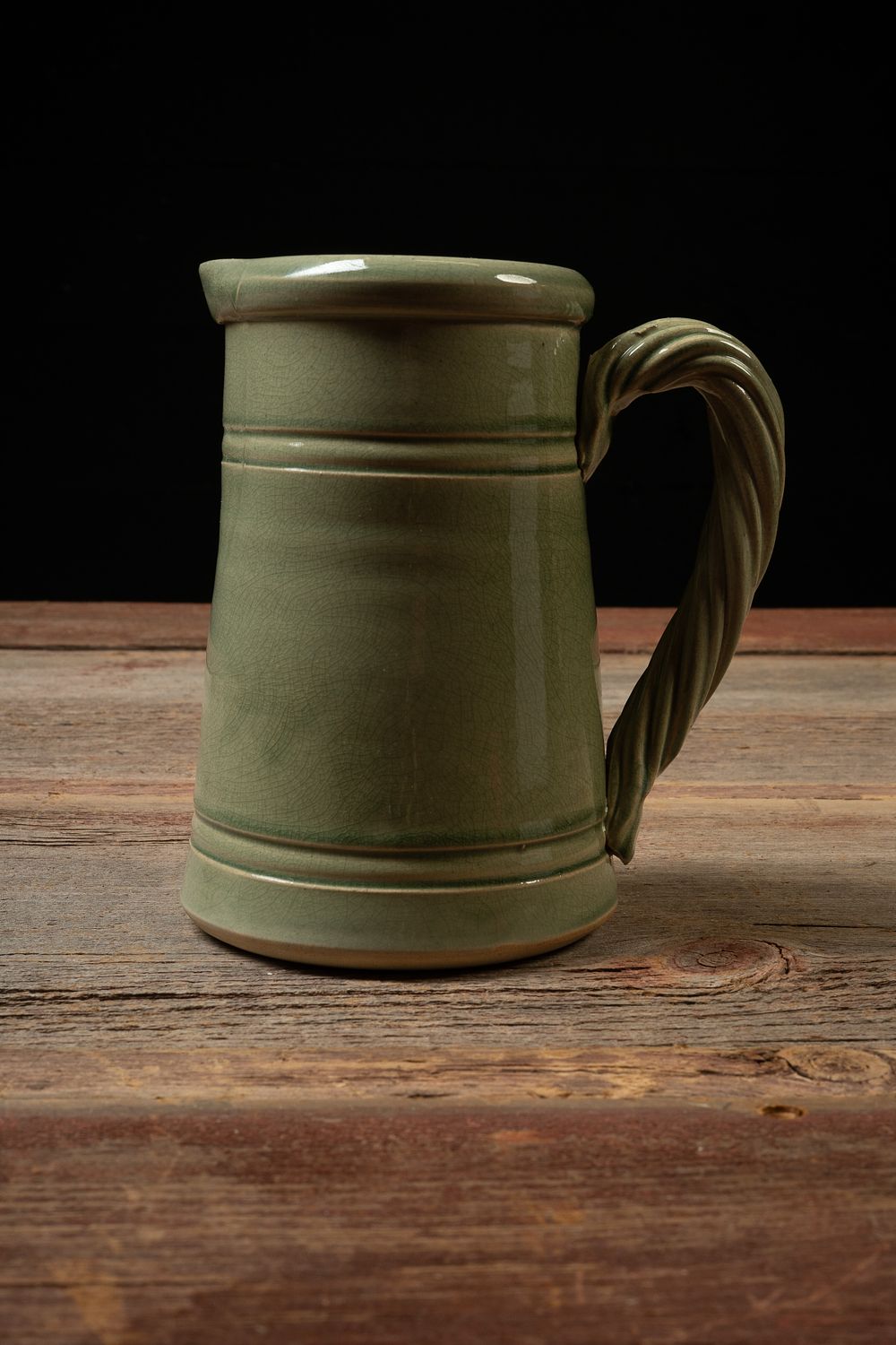 Lot 151: Howe Pottery Works Green Glazed Pitcher
