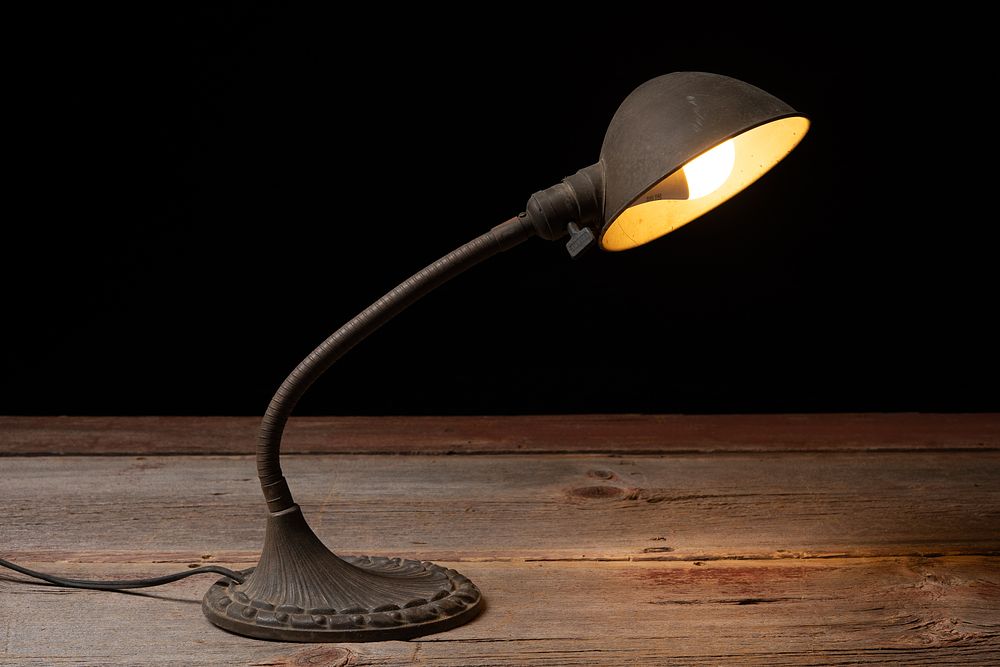 Lot 196: Antique Adj. Gooseneck Art Deco Desk Lamp
