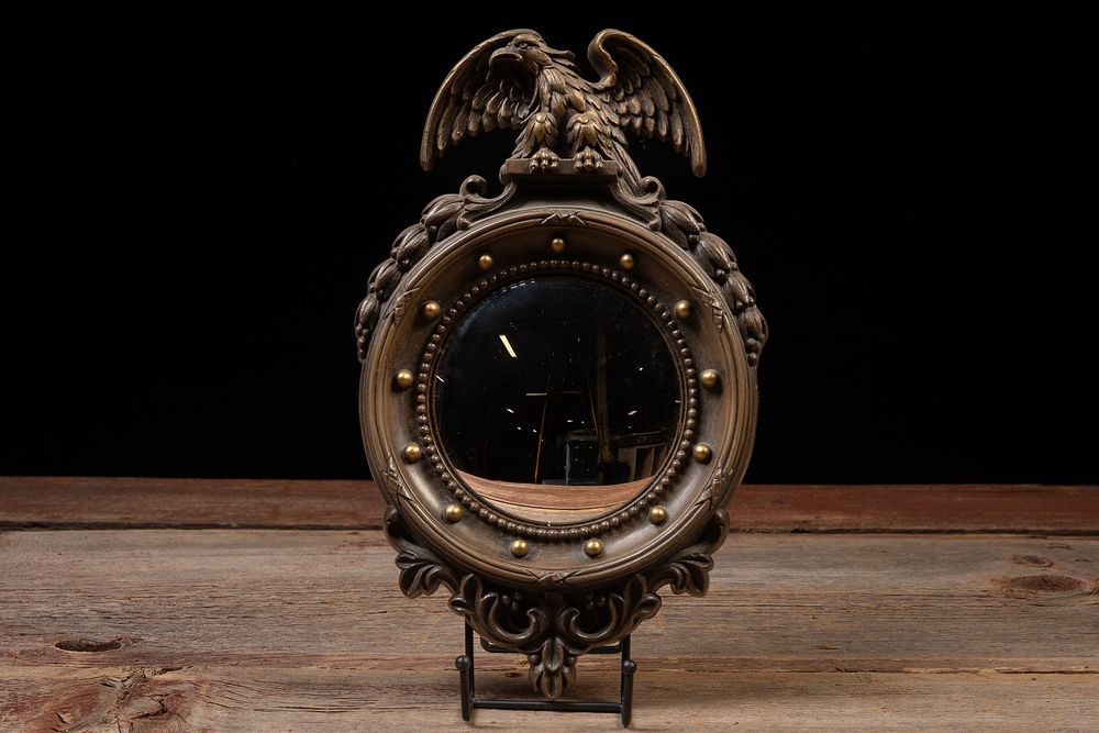 Lot 202: Federal Style Eagle Convex Wall Mirror