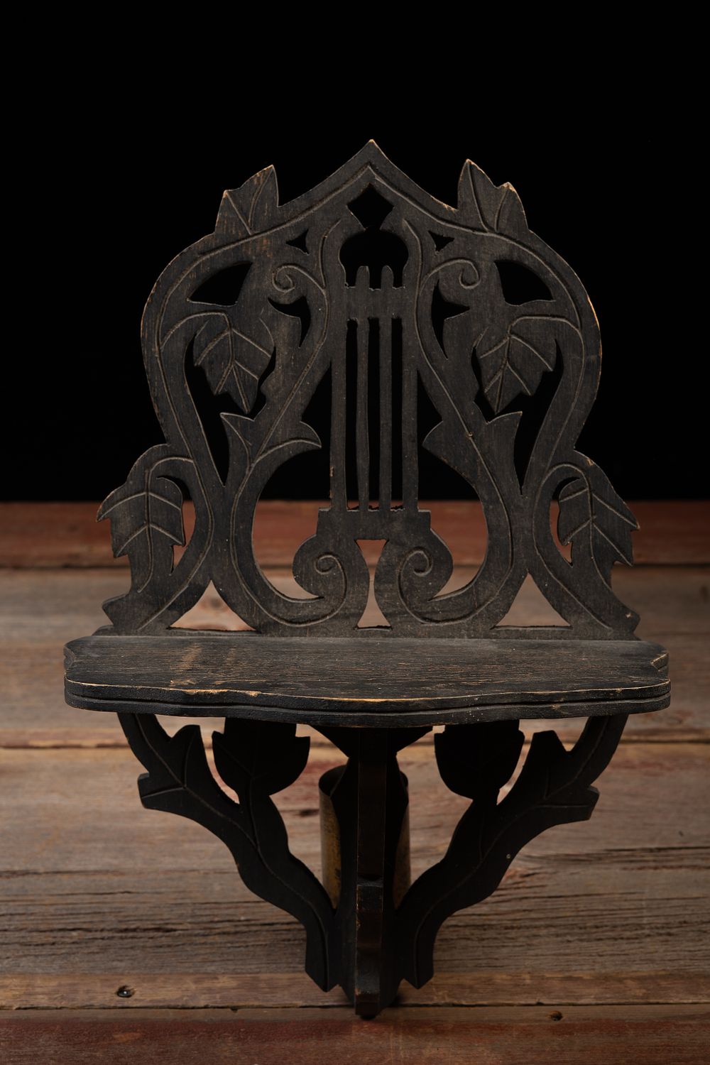 Lot 209: Victorian Lyre Motif Wall Shelf