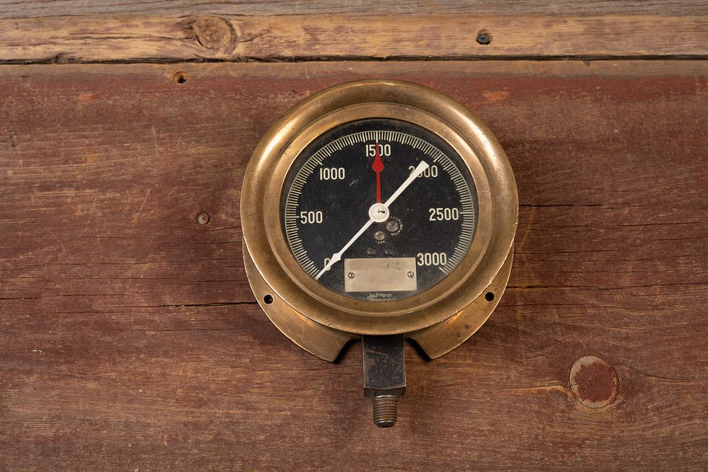 Lot 210: Industrial Brass Pressure Gauge by Jas. P. Marsh