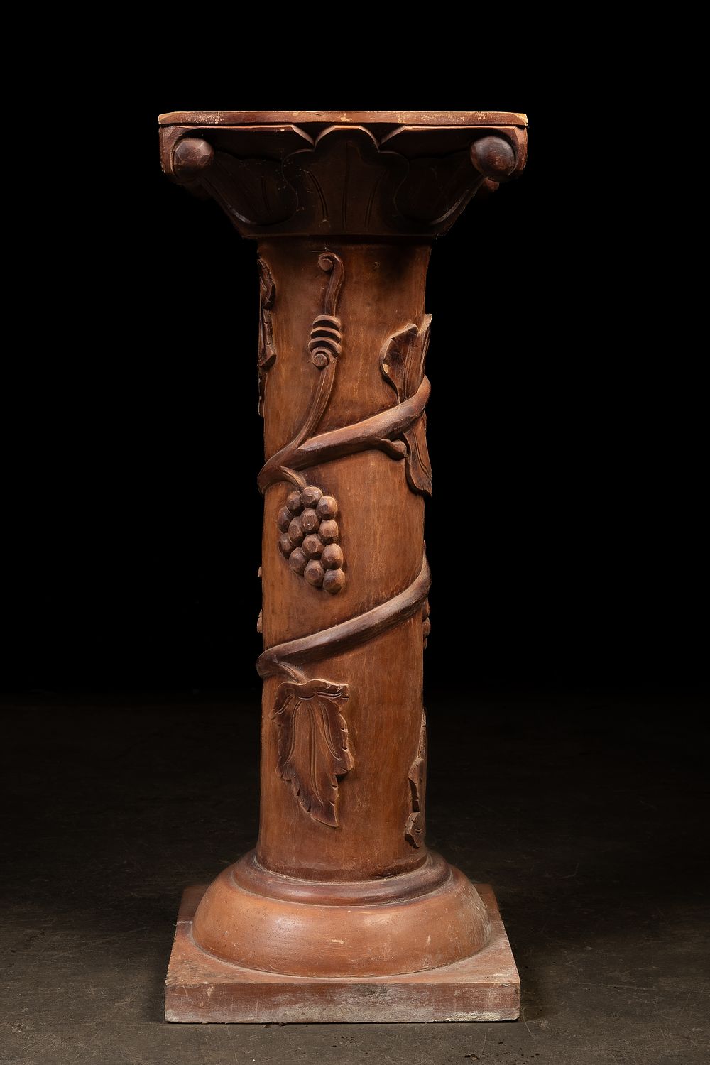 Lot 223: Carved Wood Pedestal with Grapevine Motif
