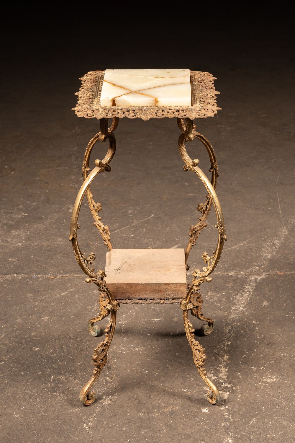 Lot 226: Ornate Victorian Brass and Onyx Plant Stand