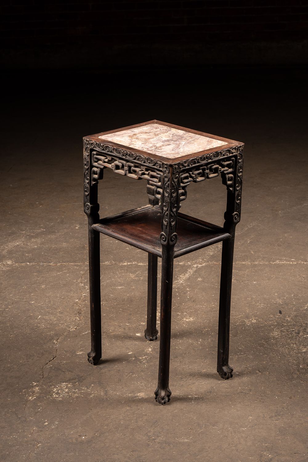 Lot 229: Red Stone Top Side Table