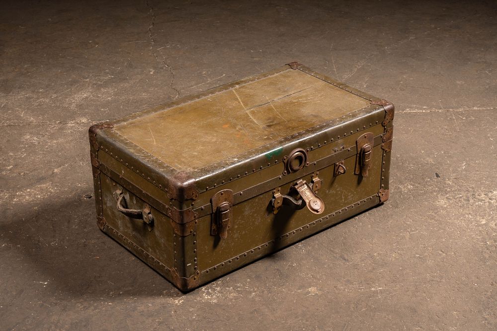 Lot 238: Olive Green Steamer Chest