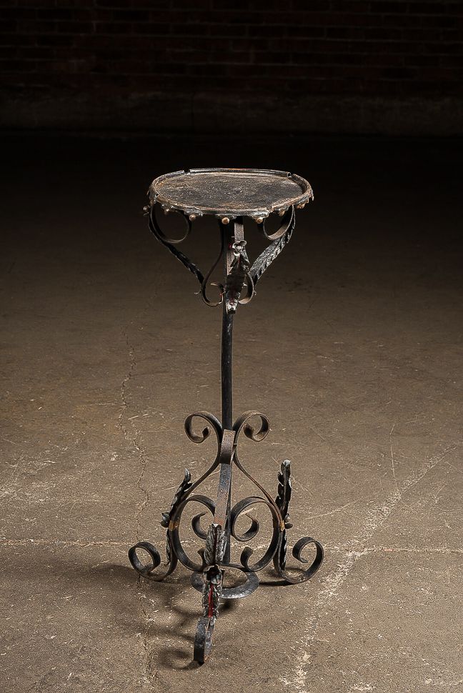 Lot 241: Wrought Iron Pedestal Plant Stand