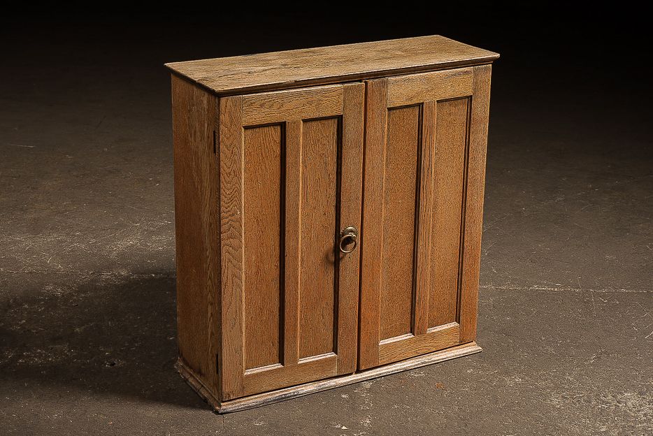 Lot 253: Antique Quarter-Sawn Oak Two-Door Cabinet