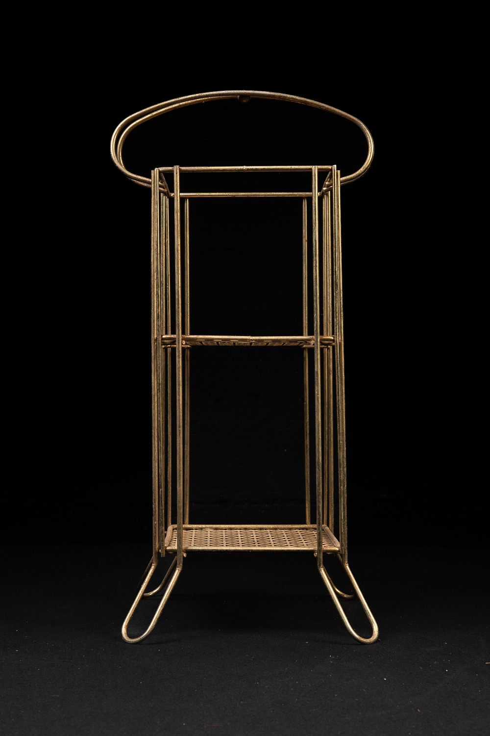 Lot 268: Midcentury Brass-Tone Wire Plant Stand