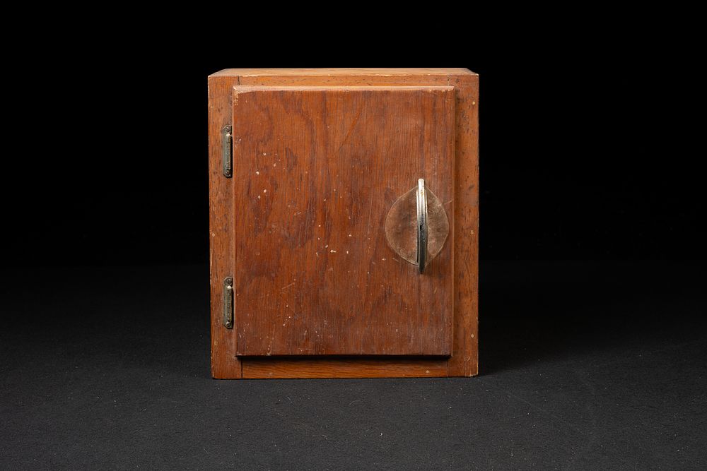 Lot 274: Midcentury Wall-Mount Wooden Cabinet