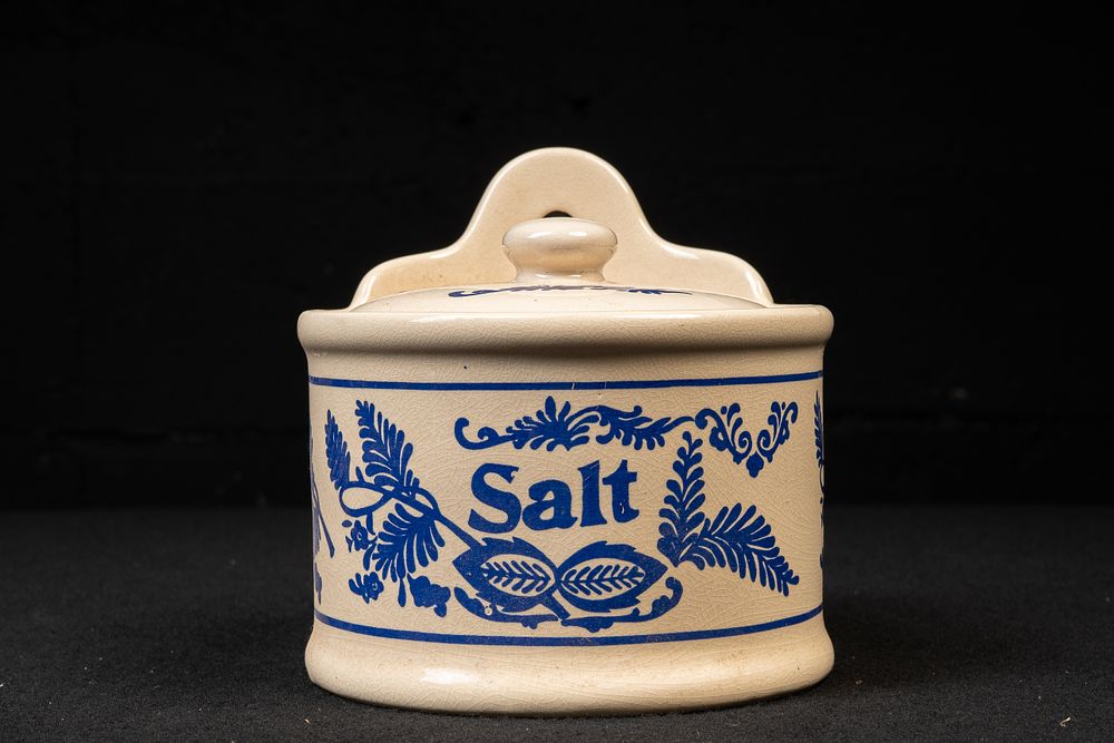 Lot 292: Vintage Wall-Mounted Ceramic Salt Box