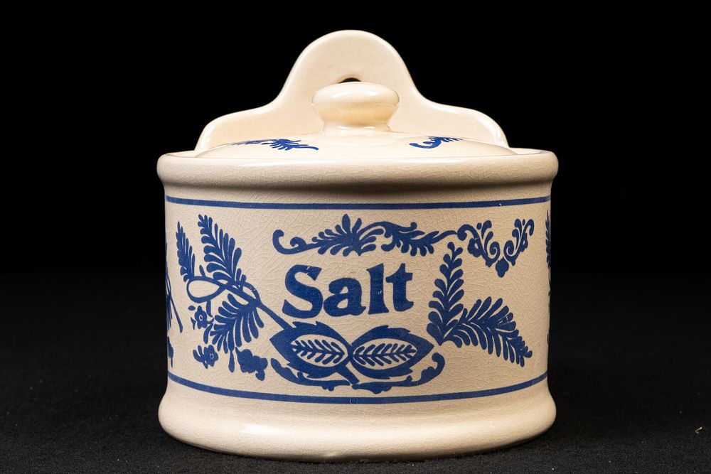Lot 293: Vintage Wall-Mounted Ceramic Salt Box
