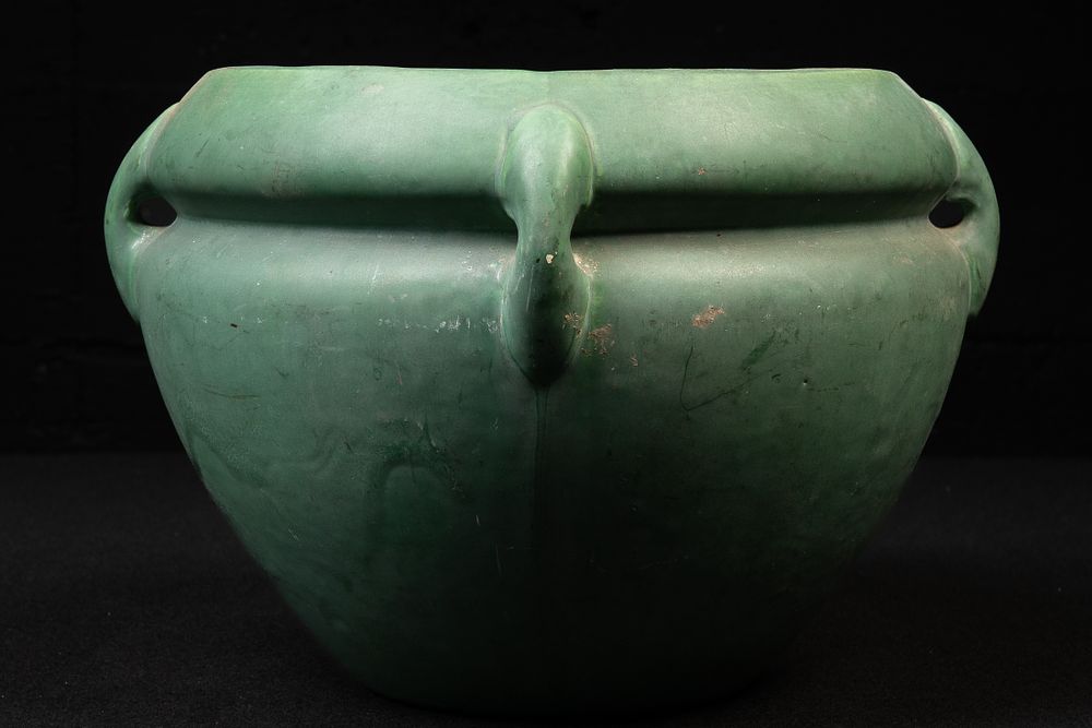 Lot 301: Matte Green Jardinière with Loop Handles