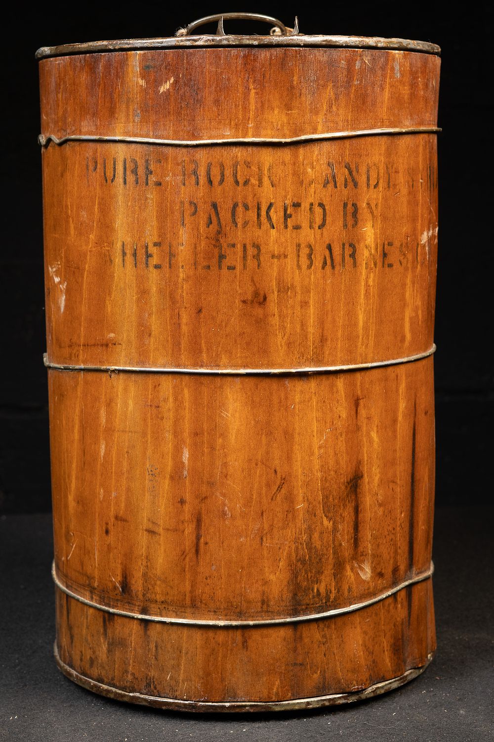 Lot 320: Antique Rock Candy Syrup Wooden Shipping Canister