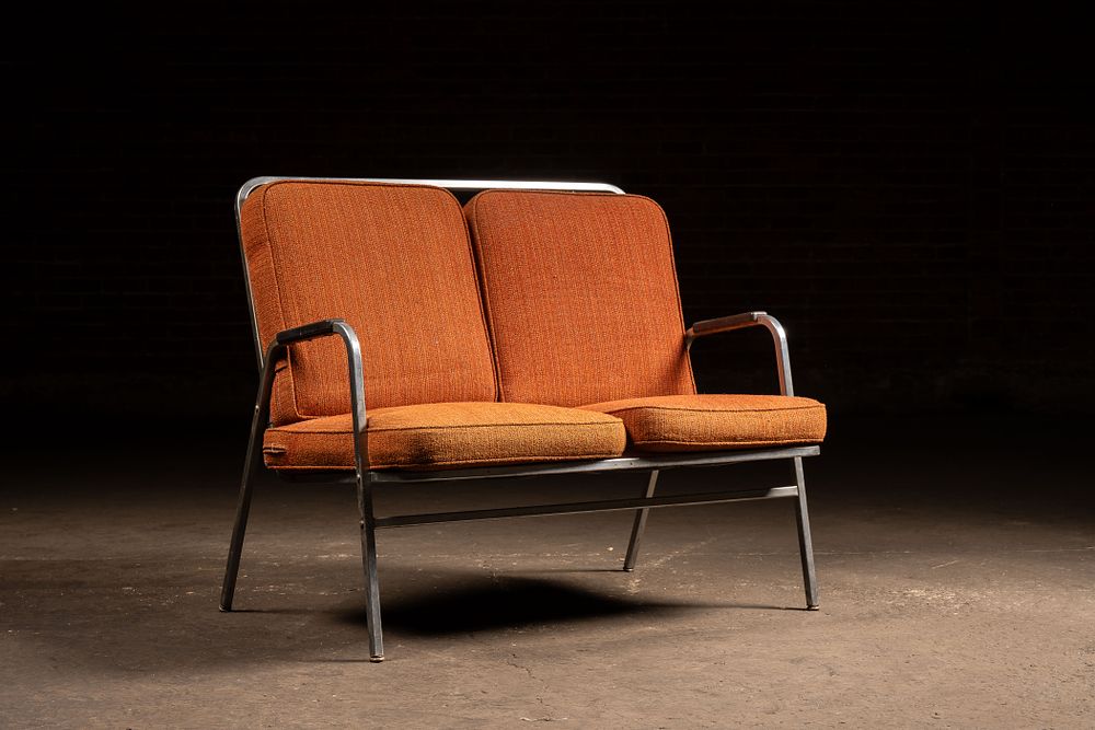 Lot 328: MCM Aluminum Frame Two-Seat Lounge Bench