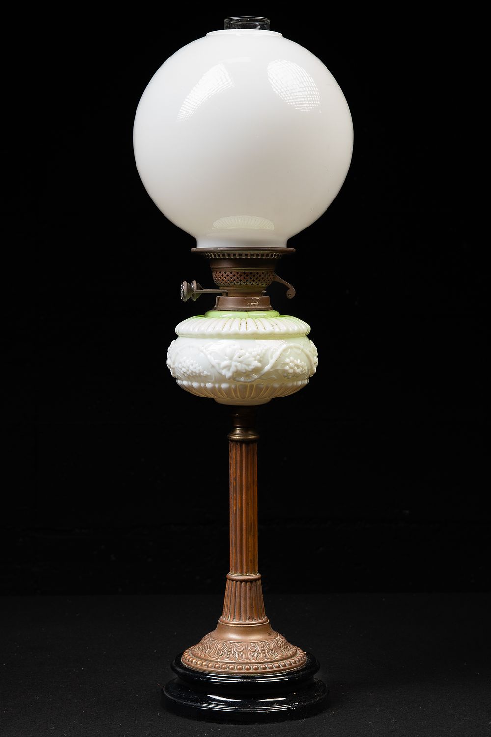 Lot 334: Victorian Milk Glass Banquet Oil Lamp