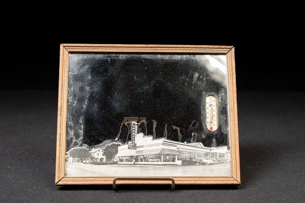 Lot 343: Vintage Mirrored Pontiac-Buick Desktop Thermometer