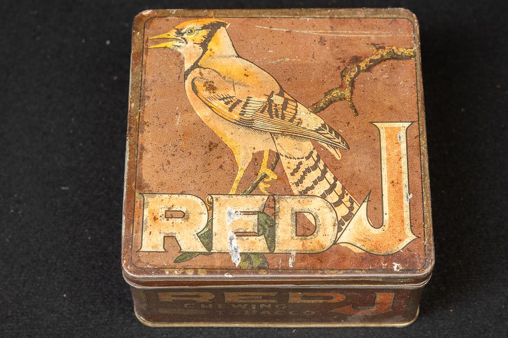 Lot 347: Antique "RED J" Plug Cut Chewing Tobacco Tin