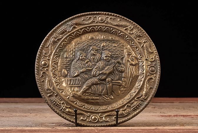 Lot 415: Embossed Brass Figural Decorative Wall Plate