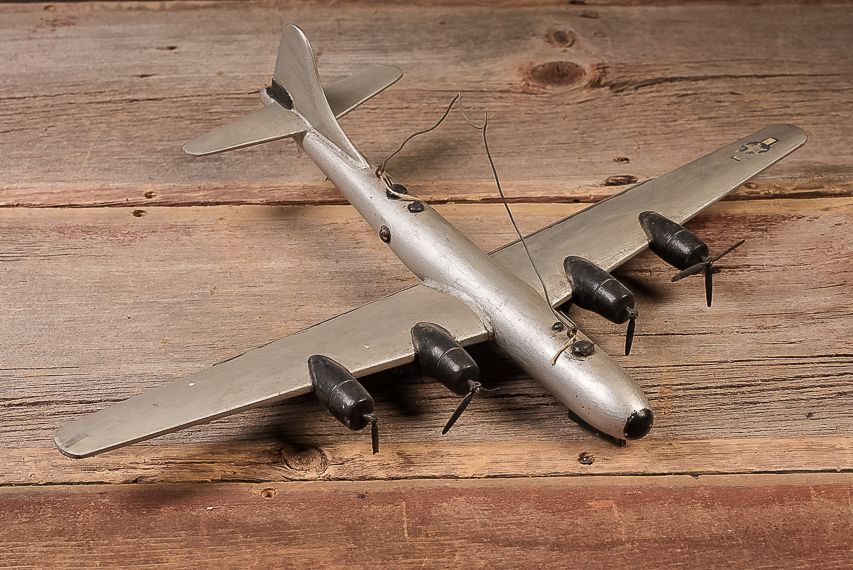 Lot 418: Handmade Wooden Model U.S. Military Bomber