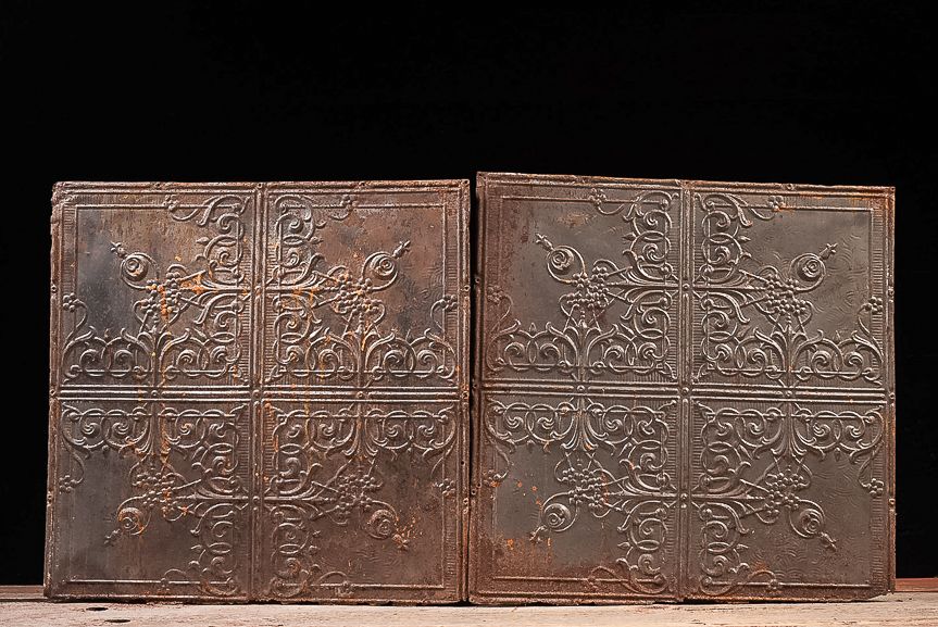 Lot 433: Lot of 29 Embossed Victorian Tin Ceiling Tiles