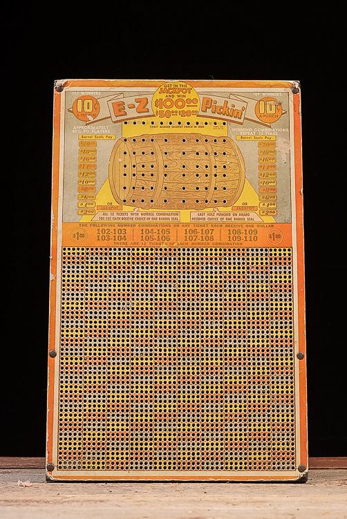 Lot 437: E-Z Pickin’ Punchboard Gambling Game