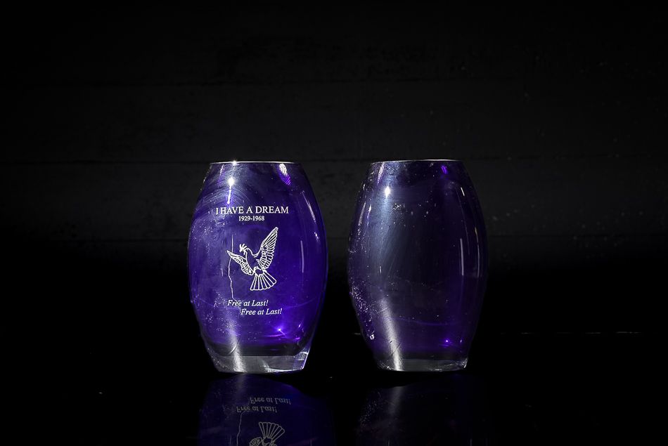 Lot 444: Lot of 2 Cobalt Vases;  1- Commerative of MLK Jr.