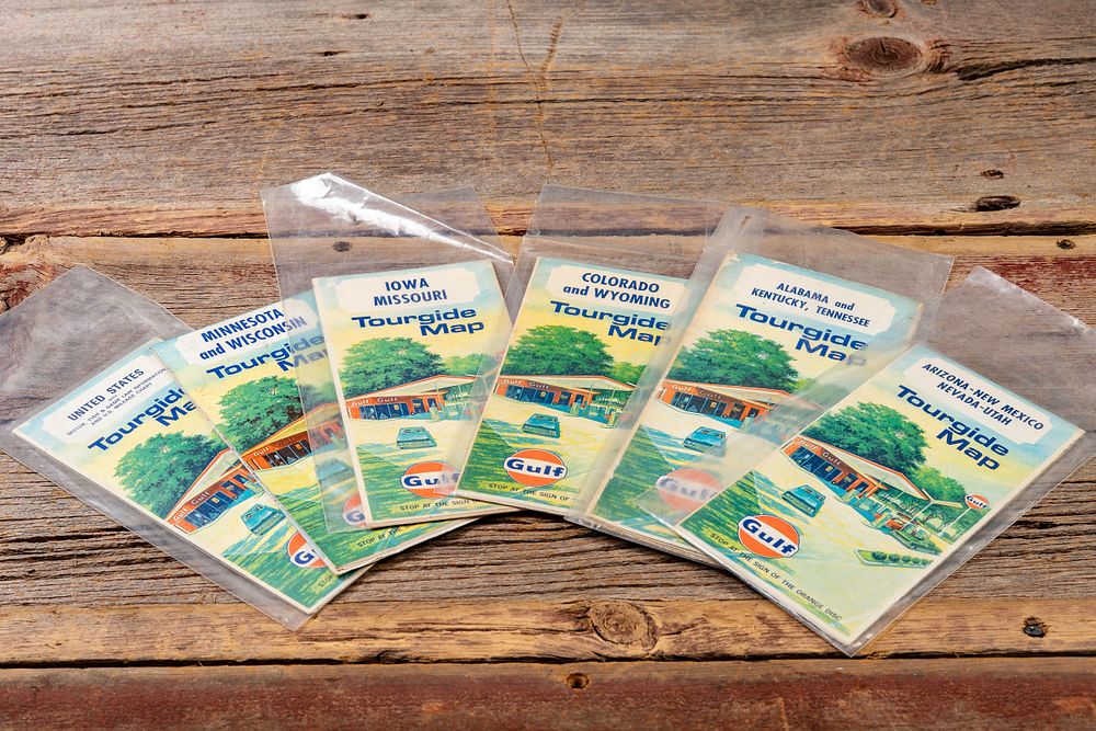 Lot 447: Lot of 6 Vtg. McNally/Gulf "Tourguide" Road Maps