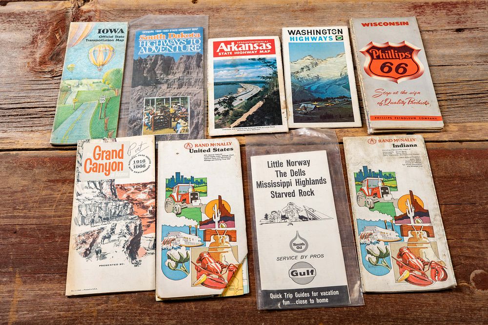 Lot 451: Lot of 9 Assorted Mid-Century US Road Maps