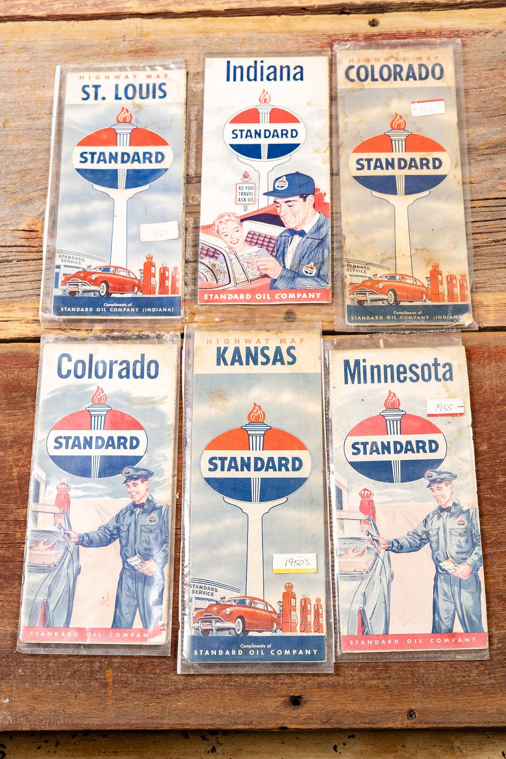 Lot 455: Lot of 6 Vtg. McNally/Standard Oil US Road Maps