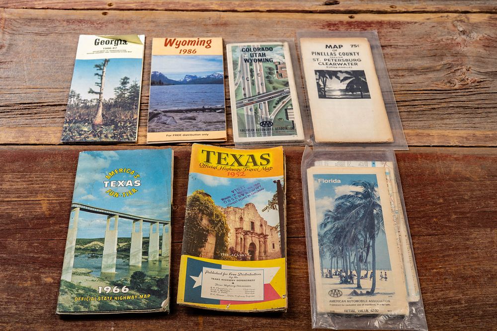 Lot 457: Lot of 7 Asst. Mid-Century US Road Maps
