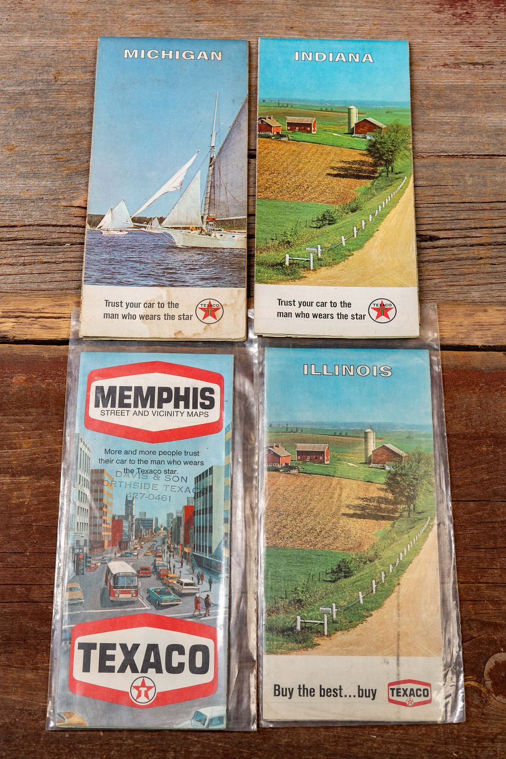 Lot 458: Lot of 4 Vtg. McNally/Texaco US Road Maps