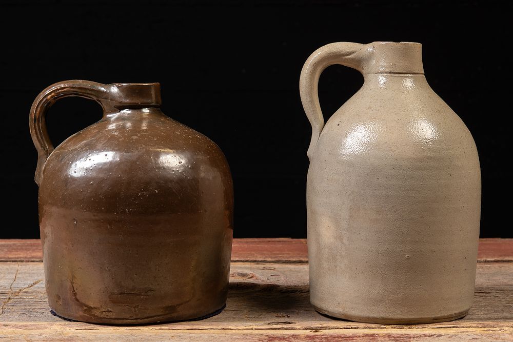 Lot 465: Pair of Vintage Stoneware Jug-Form Vessels