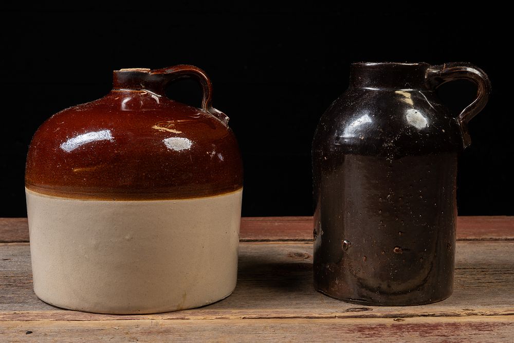 Lot 476: Pair of Vintage Stoneware Jug-Form Crocks