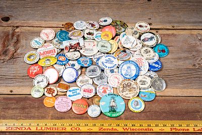 Lot 1 of Vintage Advertising and Event Buttons. C-20745 Large assorted group of vintage pinback 