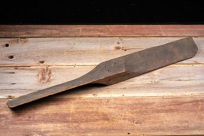 Primitive Hand-Carved Wooden Propeller Blade. C-20804 Hand-carved wooden two-blade propeller 
