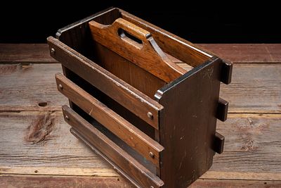 Wooden Slat Magazine Rack. C-20806 Wooden magazine rack with slatted exterior sides, divided 