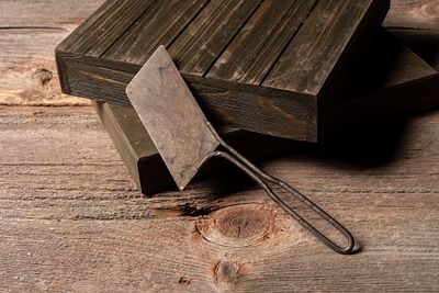 1888 Hand-Forged Iron Meat Cleaver. C-18789 Hand-forged iron meat cleaver with a rectangular 