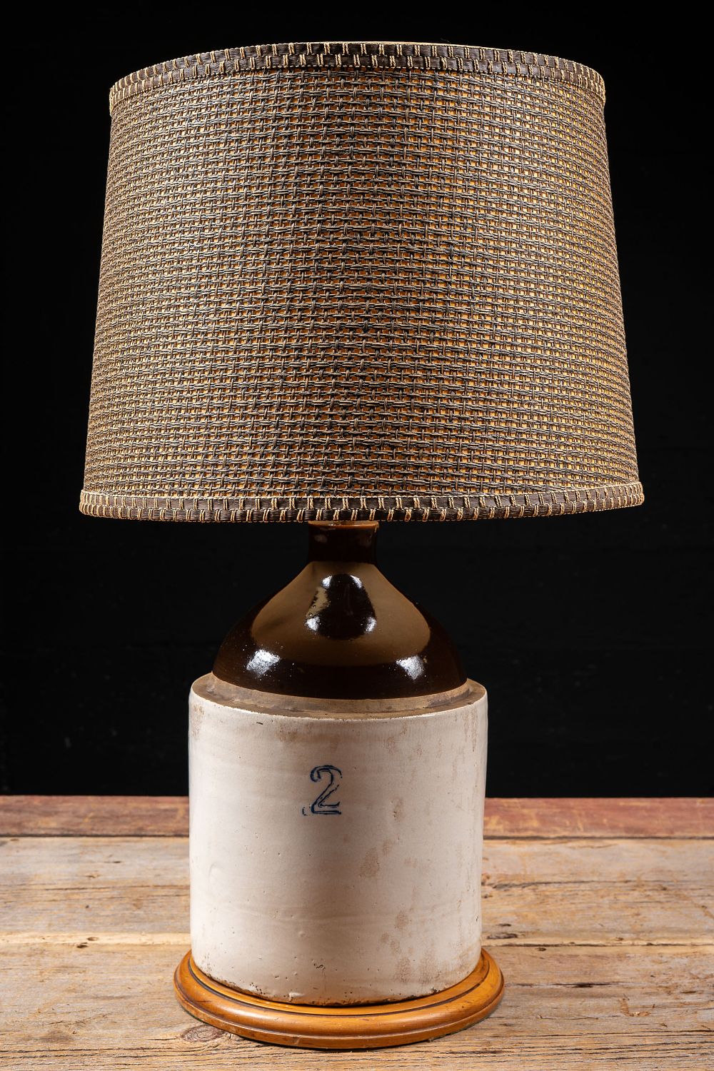 Lot 10: Stoneware Two Gallon Jug Converted Table Lamp