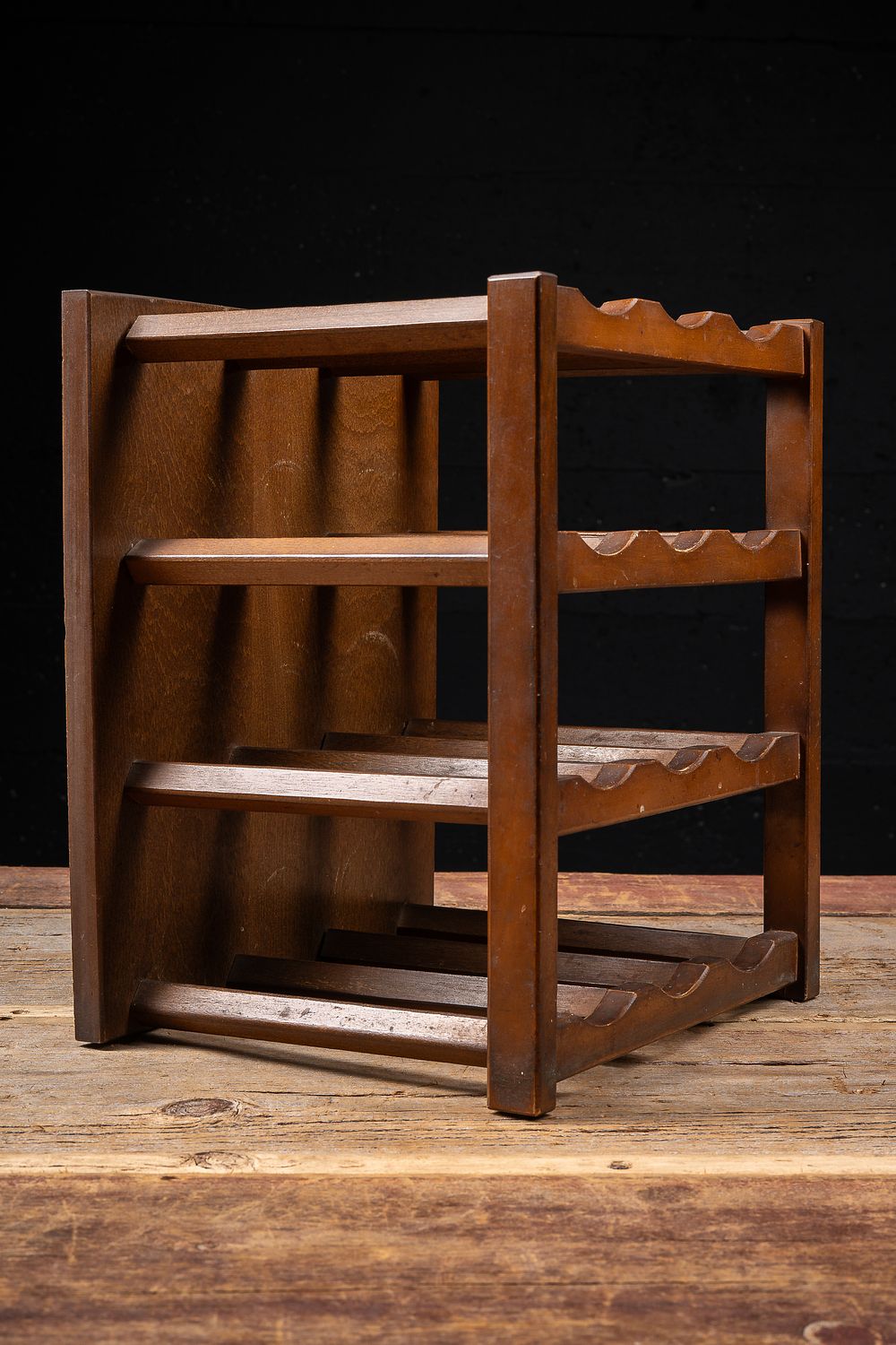 Lot 13: Vermillion Walnut Countertop Wine Rack, c. 1960s