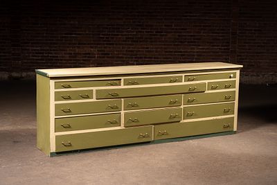 Antique Monumental General Store Counter Cabinet. 19828 Large-scale counter cabinet likely 