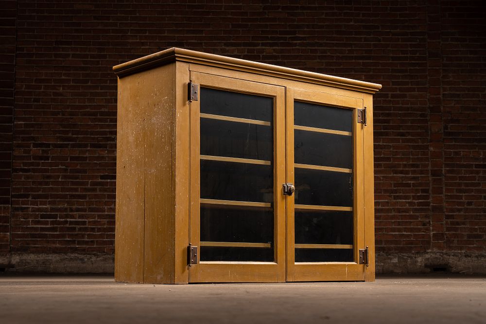 Lot 18: Early Rustic Painted Farmhouse Cabinet