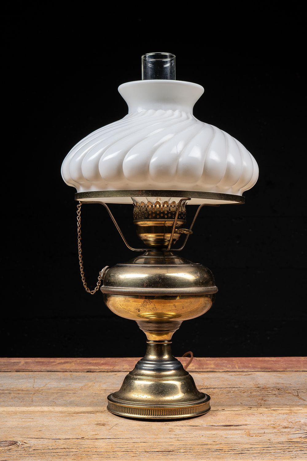 Lot 27: Late Victorian Converted Brass Student Oil Lamp