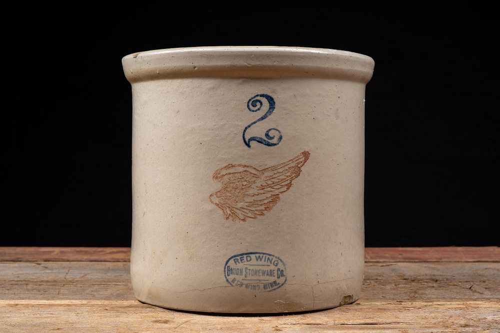 Lot 32: Bristol Glaze Red Wing 2 Gallon Stoneware Crock