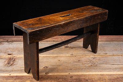 Primitive Wooden Bucket Bench or Step Stool. C-21651 Primitive wooden step stool or bucket bench 