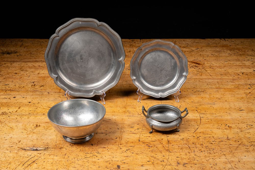 Lot 43: Four Assorted Pewter Serving Pieces