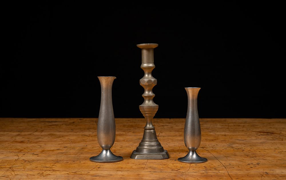 Lot 45: Candlestick and Two Daalderop Bud Vases