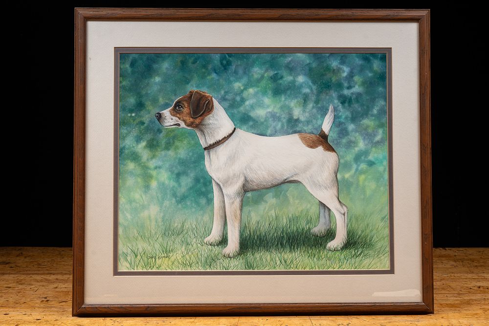Lot 49: Framed Jack Russell Watercolor, by Diane Gilmore