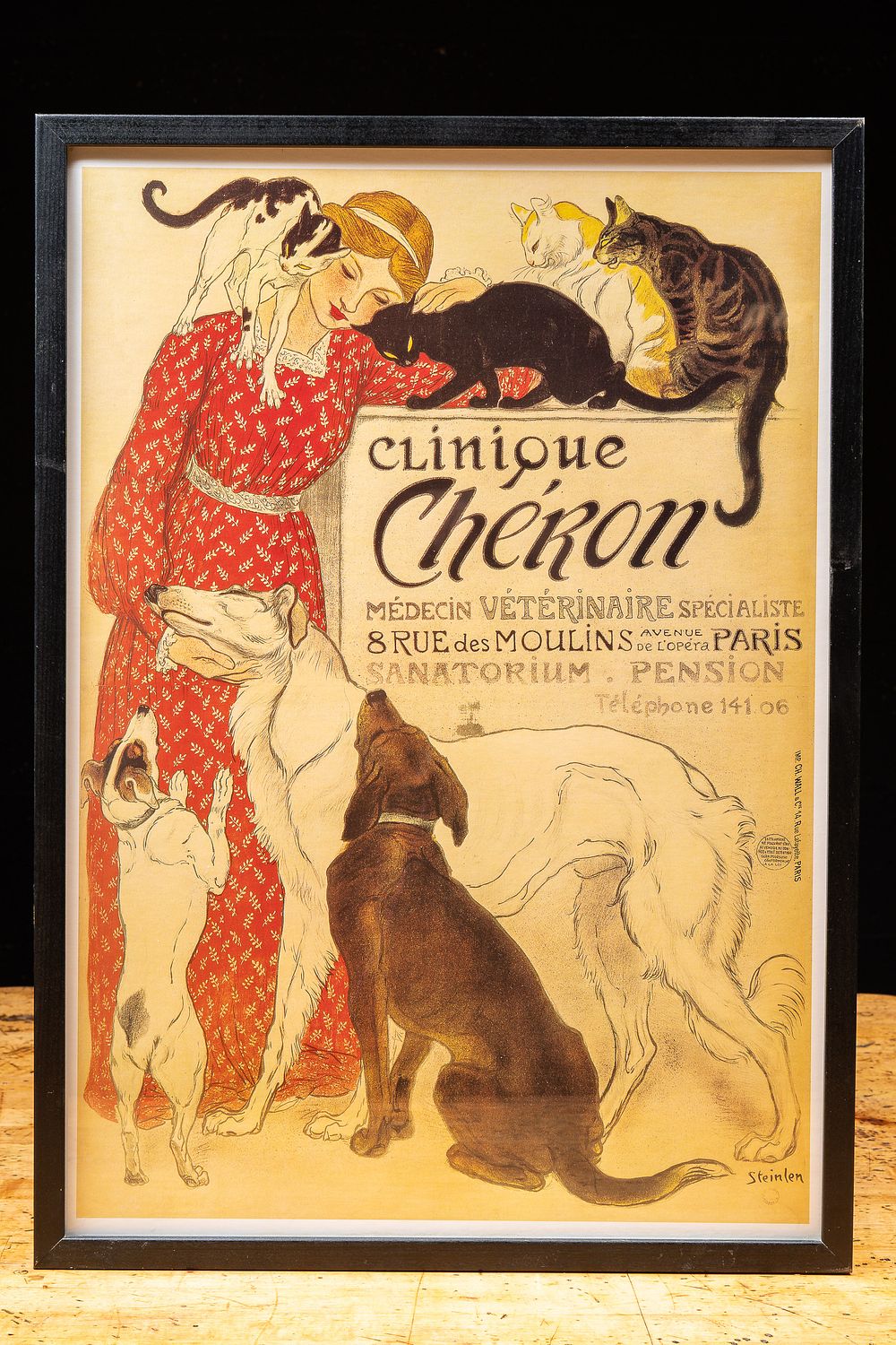 Lot 54: Framed Reproduction Clinique Chéron by Steinlen