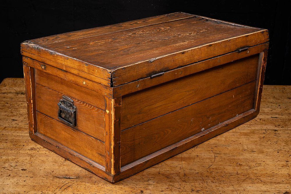 Lot 72: 19th Century Frame-and-Plank Wood Tool Chest