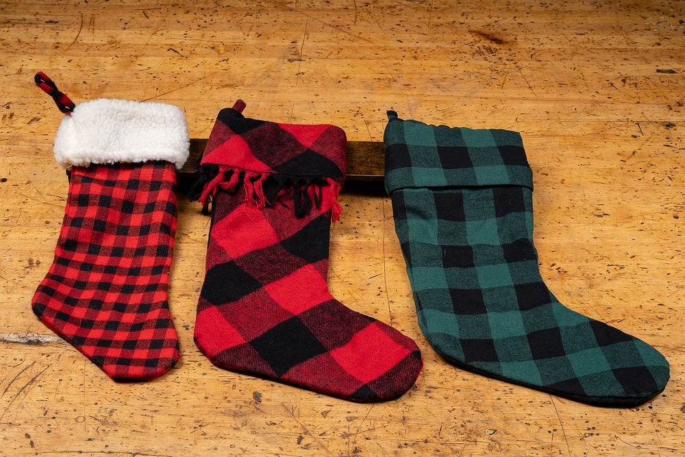 Lot 74: Lot of Three Plaid Christmas Stockings